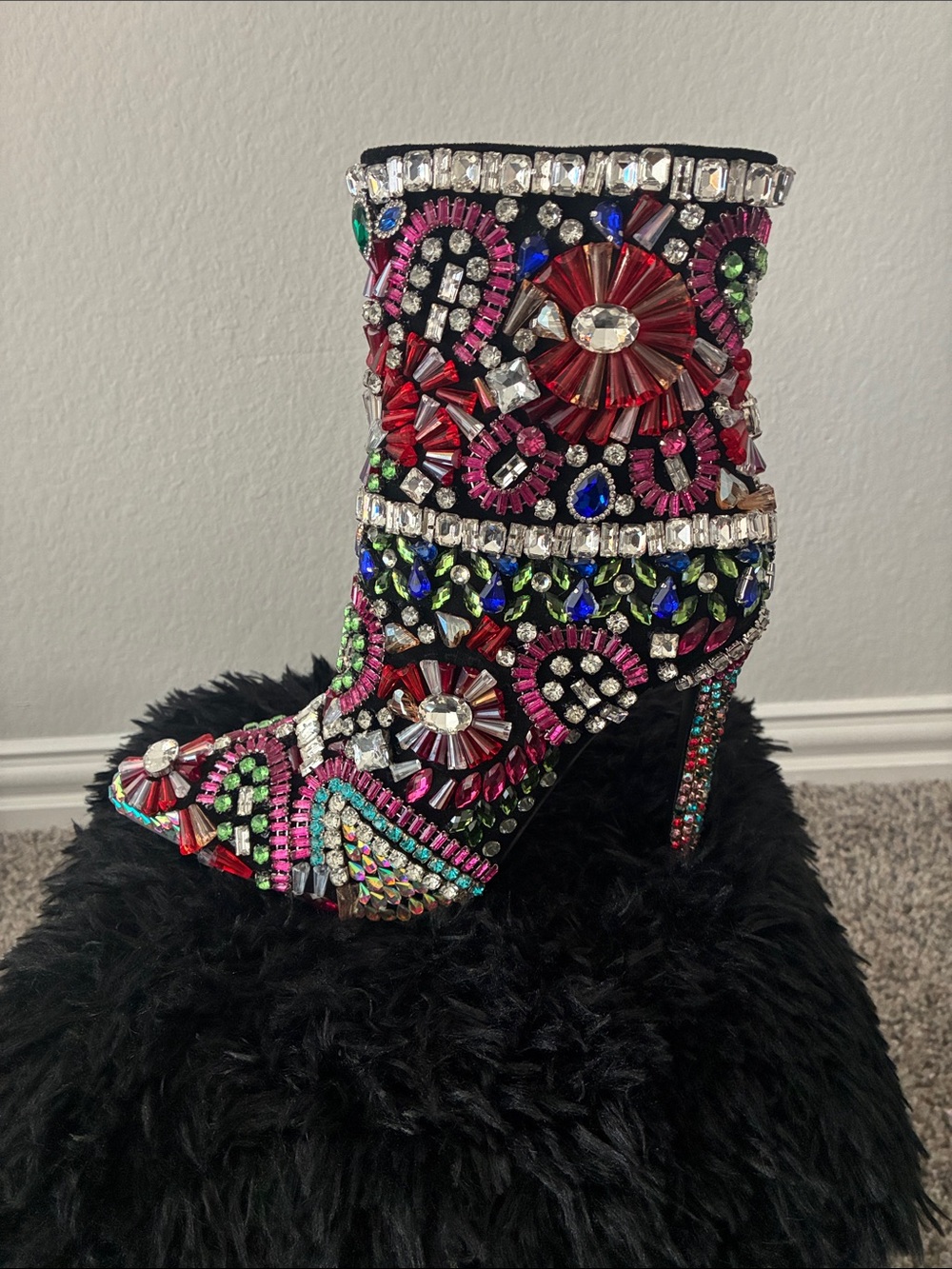 Azalea Wang Multicolor Jeweled Ankle Boot